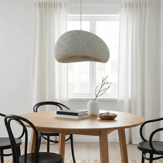 LAMPE DE PLAFOND 1 LUMIÈRE E27 40CM GRIS EFFET PIERRE DIONE