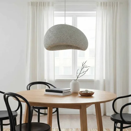 LAMPE DE PLAFOND 1 LUMIÈRE E27 40CM GRIS EFFET PIERRE DIONE