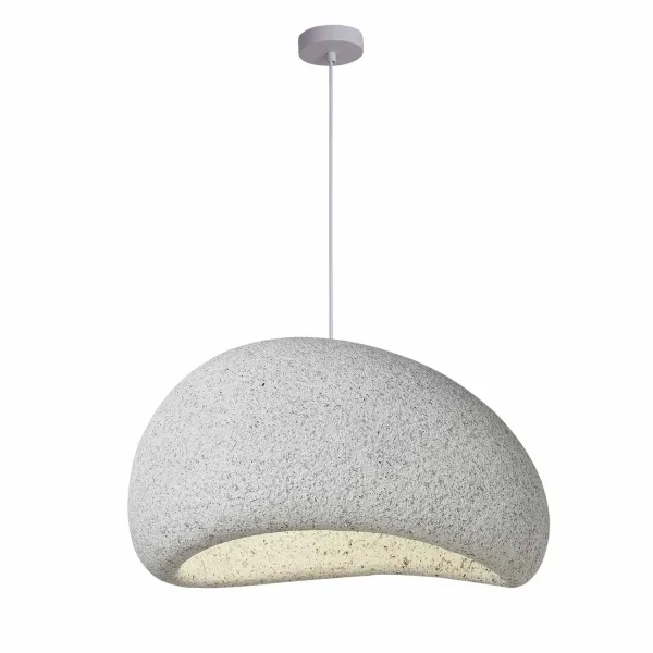 LAMPE DE PLAFOND 1 LUMIÈRE E27 50CM GRIS EFFET PIERRE DIONE