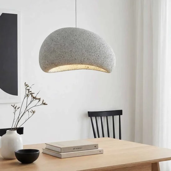 LAMPE DE PLAFOND 1 LUMIÈRE E27 50CM GRIS EFFET PIERRE DIONE