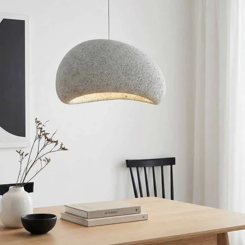 LAMPE DE PLAFOND 1 LUMIÈRE E27 50CM GRIS EFFET PIERRE DIONE