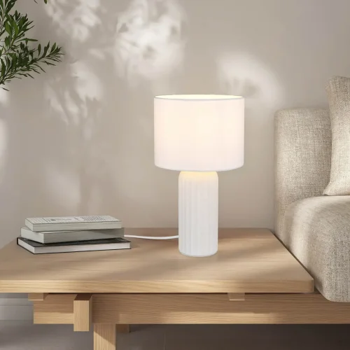 LAMPE DE TABLE EN CÉRAMIQUE BLANCHE E27 36CM THALEN