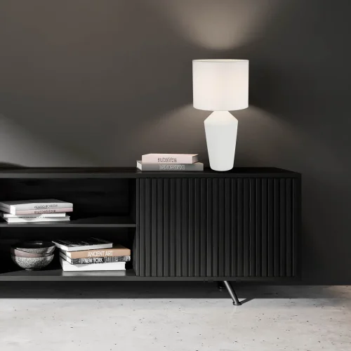 LAMPE DE TABLE EN CÉRAMIQUE BLANCHE 52 CM BASILEA