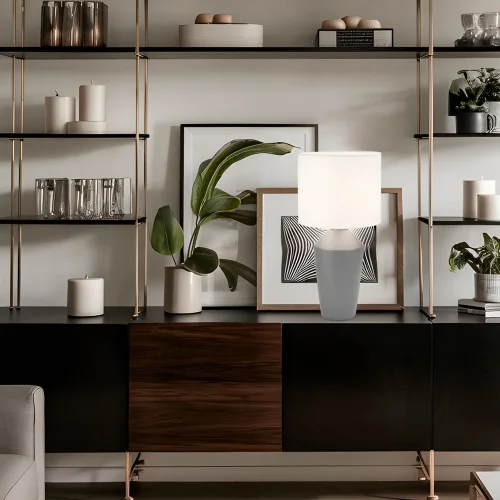 LAMPE DE TABLE EN CÉRAMIQUE GRISE 52 CM BASILEA