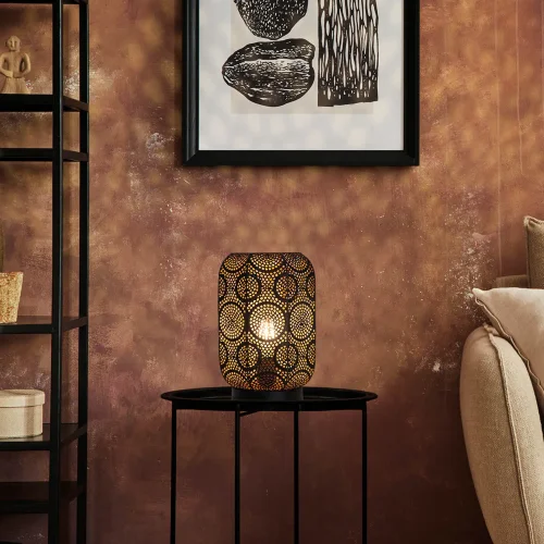 LAMPE DE TABLE EN MÉTAL NOIR ET DORÉ E27 NUBA