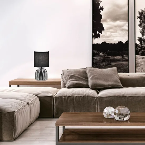 LAMPE DE TABLE EN CÉRAMIQUE NOIR/BLANC E14 ELTONIA 2