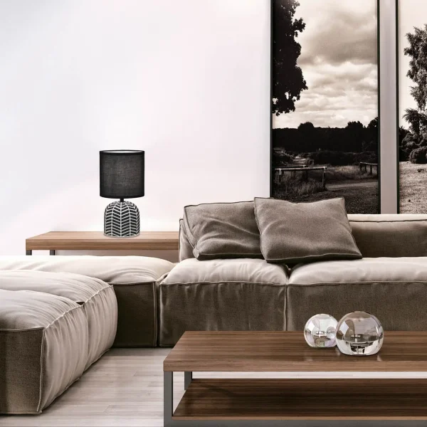 LAMPE DE TABLE EN CÉRAMIQUE NOIR/BLANC E14 ELTONIA