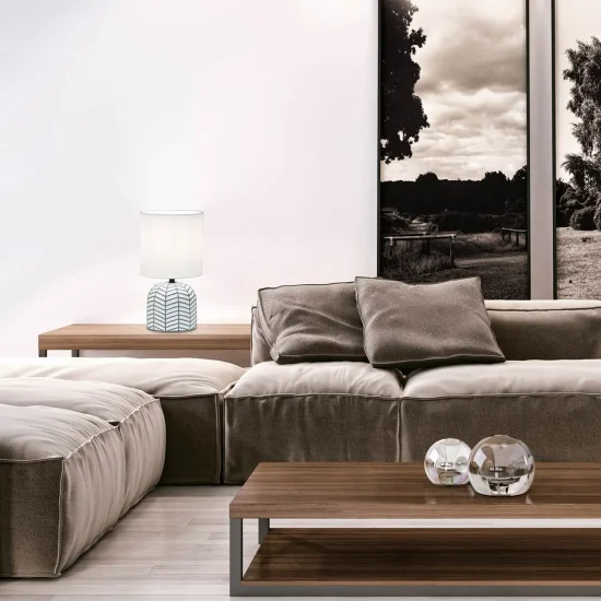 LAMPE DE TABLE EN CÉRAMIQUE BLANC/GRIS E14 ELTONIA 2