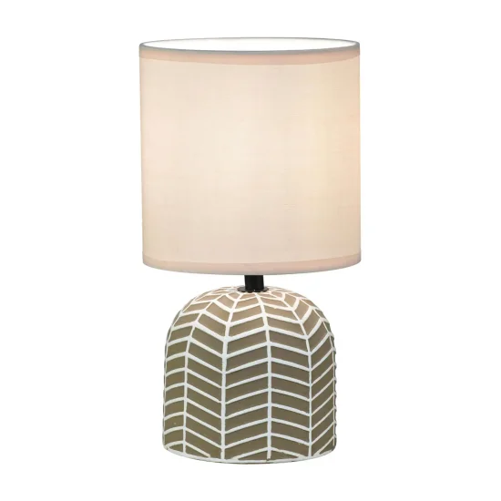 LAMPE DE TABLE EN CÉRAMIQUE MARRON/BLANC E14 ELTONIA