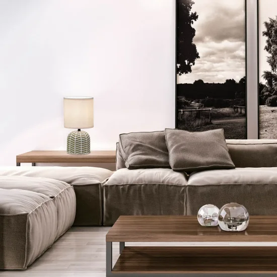 LAMPE DE TABLE EN CÉRAMIQUE MARRON/BLANC E14 ELTONIA 2