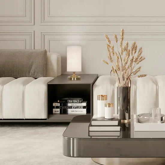 LAMPE DE TABLE EN MÉTAL BRONZE VIEILLI E14 TRIELLA 2