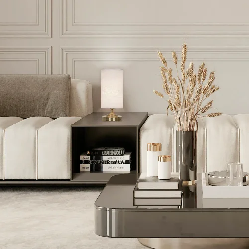 LAMPE DE TABLE EN MÉTAL BRONZE VIEILLI E14 TRIELLA