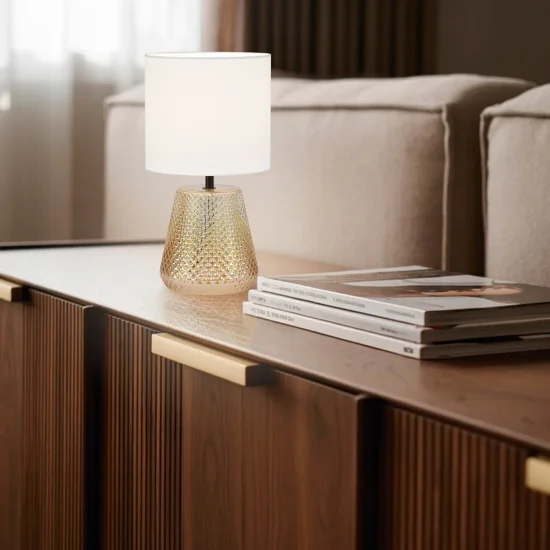 LÁMPARA DE MESA CRISTAL ÁMBAR E27 DEKI 2