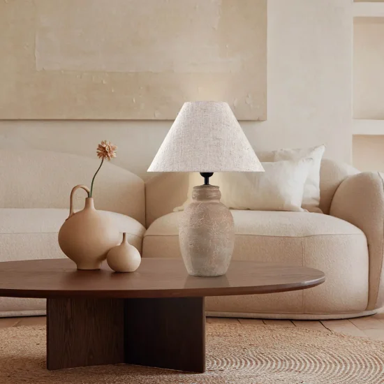 LAMPE DE TABLE EN CÉRAMIQUE BRUN PIERRE E27 METOK