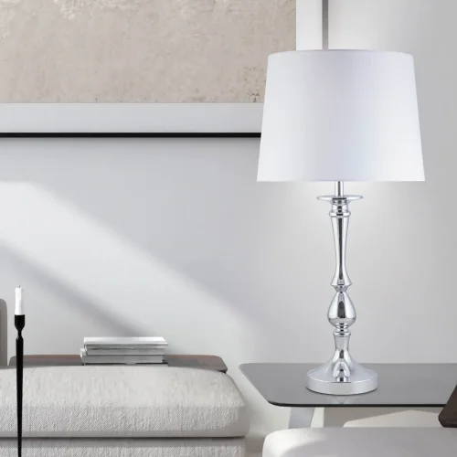 LAMPE DE TABLE EN MÉTAL CHROMÉ E27 70CM TURELL