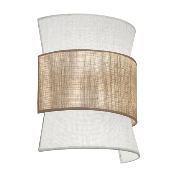 APPLIQUE MURALE 2 LUMIÈRES LIN IVOIRE / SAC MARRON E27 LUNETH