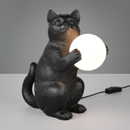 LAMPE DE TABLE CHAT NOIR G9 EN POLYRÉSINE 2