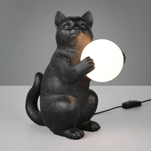 LAMPE DE TABLE CHAT NOIR G9 EN POLYRÉSINE