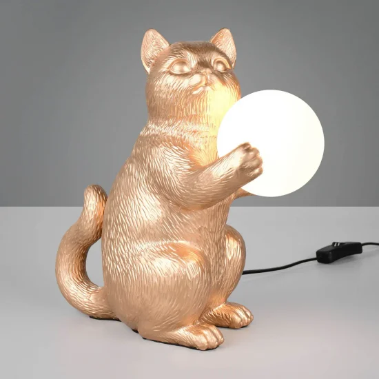 LAMPE DE TABLE CHAT DORÉ G9 EN POLYRÉSINE 2