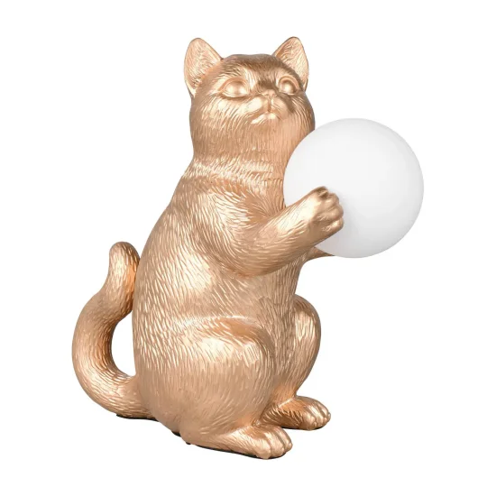 LAMPE DE TABLE CHAT DORÉ G9 EN POLYRÉSINE