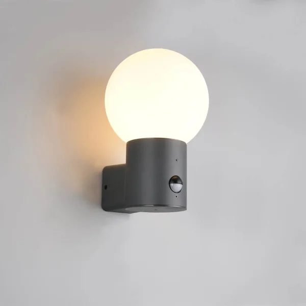 APPLIQUE EXTÉRIEUR E27 AVEC DÉTECTEUR ALUMINIUM ANTHRACITE IP44 LAUREL