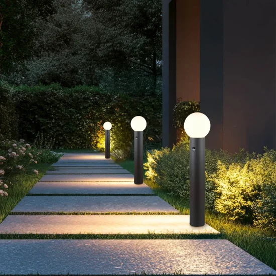 BALISE EXTÉRIEURE E27 AVEC CAPTEUR ALUMINIUM ANTHRACITE IP44 80CM LAUREL