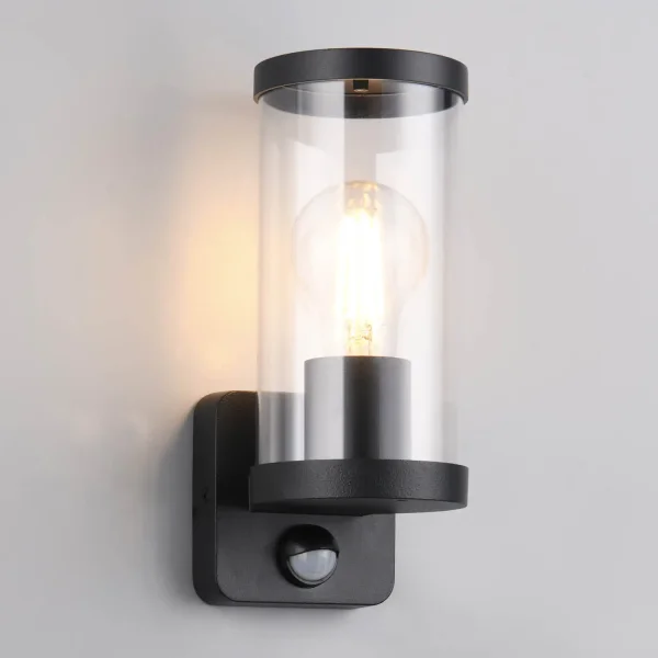 APPLIQUE EXTÉRIEURE E27 AVEC CAPTEUR ALUMINIUM NOIR IP44 DANDELION