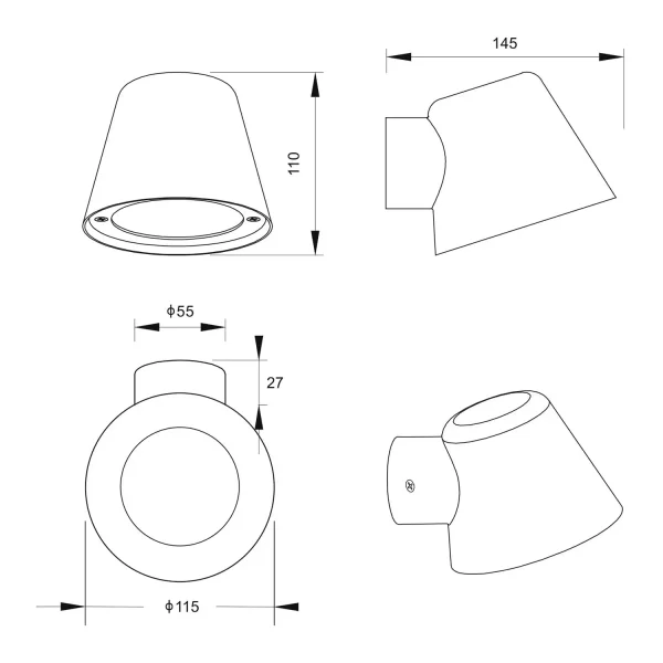 APPLIQUE EXTÉRIEURE GU10 ANTHRACITE IP44 MOSSEN