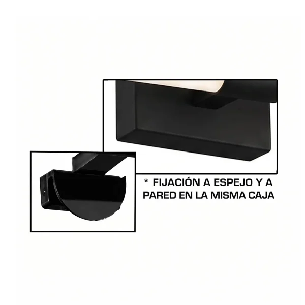 APPLIQUE MURALE LED SALLE DE BAIN 10W 4000K NOIR IP44 35CM