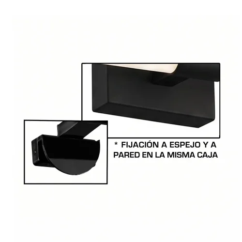 APPLIQUE MURALE LED SALLE DE BAIN 10W 4000K NOIR IP44 35CM