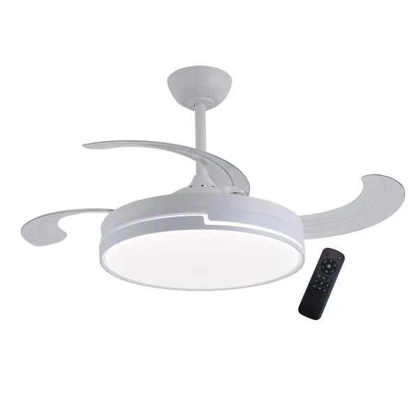VENTILATEUR DE PLAFOND LED 48W RÉGLABLE 4 PALES RÉTRACTABLES ORIXA