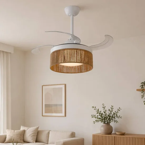 VENTILATEUR DE PLAFOND DC LED 38W CORDE NATURELLE AIRELLE 2