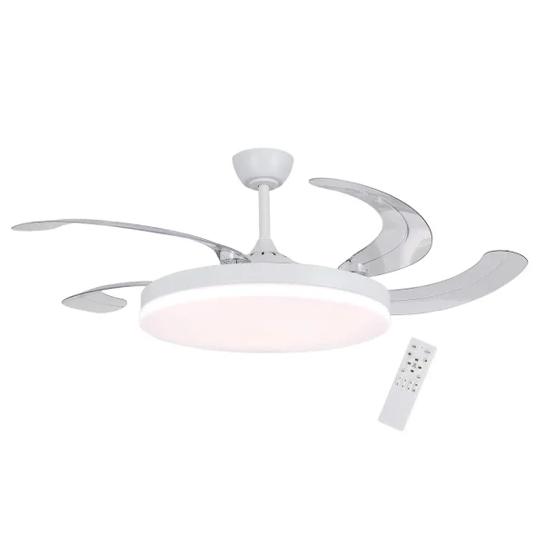 VENTILATEUR DE PLAFOND DC LED 95W 5 PALES PLIABLES BLANC SOLARA