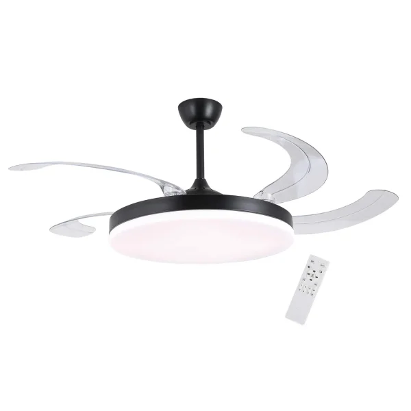 VENTILATEUR DE PLAFOND DC LED 95W 5 PALES PLIABLES NOIR SOLARA