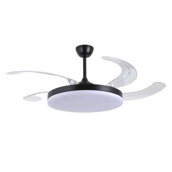 VENTILATEUR DE PLAFOND DC LED 95W 5 PALES PLIABLES NOIR SOLARA