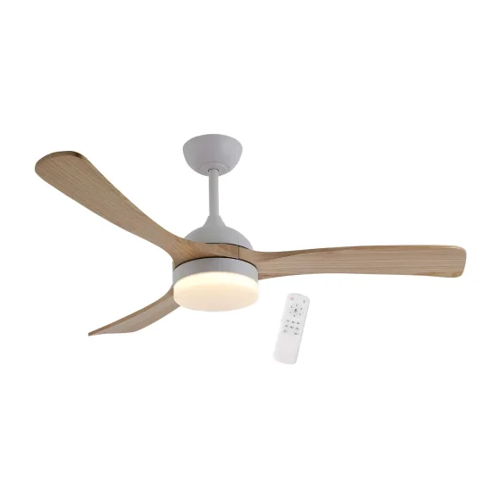 VENTILATEUR DE PLAFOND DC LED 20W PALES BOIS CLAIR BLANC LUMINOR 2
