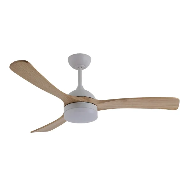 VENTILATEUR DE PLAFOND DC LED 20W PALES BOIS CLAIR BLANC LUMINOR