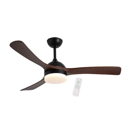VENTILATEUR DE PLAFOND DC LED 20W PALES EN BOIS FONCÉ NOIR LUMINOR