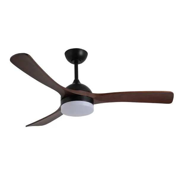 VENTILATEUR DE PLAFOND DC LED 20W PALES EN BOIS FONCÉ NOIR LUMINOR
