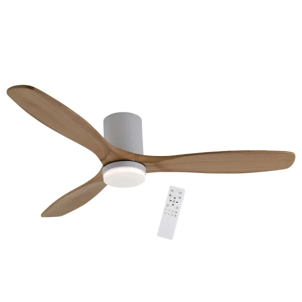 VENTILATEUR DE PLAFOND DC LED 18W 3 PALES EN BOIS COLORIS CHÊNE EKBERG