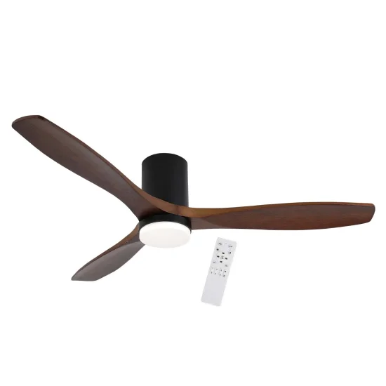 VENTILATEUR DE PLAFOND DC LED 18W 3 PALES EN BOIS COLORIS ACAJOU EKBERG 2