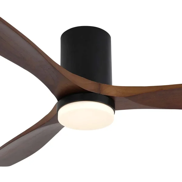 VENTILATEUR DE PLAFOND DC LED 18W 3 PALES EN BOIS COLORIS ACAJOU EKBERG