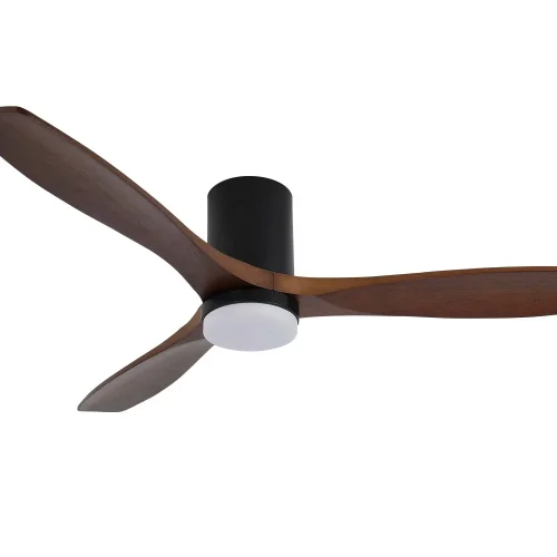 VENTILATEUR DE PLAFOND DC LED 18W 3 PALES EN BOIS COLORIS ACAJOU EKBERG