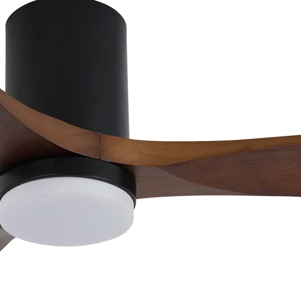 VENTILATEUR DE PLAFOND DC LED 18W 3 PALES EN BOIS COLORIS ACAJOU EKBERG
