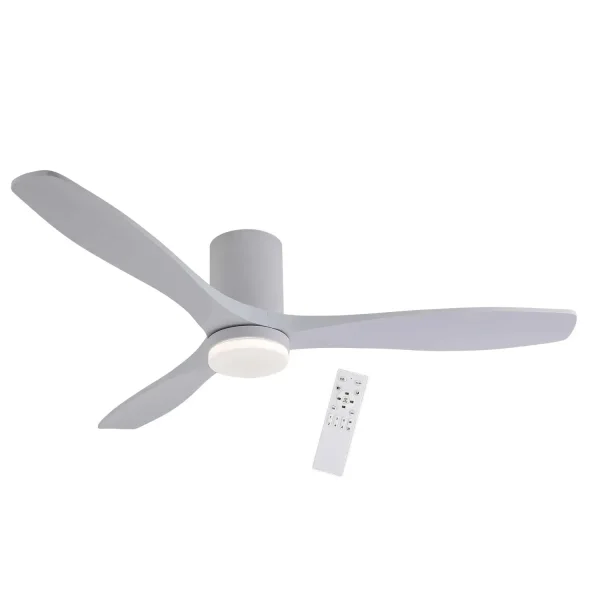 VENTILATEUR DE PLAFOND DC LED 18W 3 PALES EN BOIS BLANC EKBERG