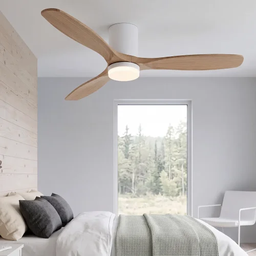 VENTILATEUR DE PLAFOND DC LED 18W 3 PALES EN BOIS COLORIS CHÊNE EKBERG