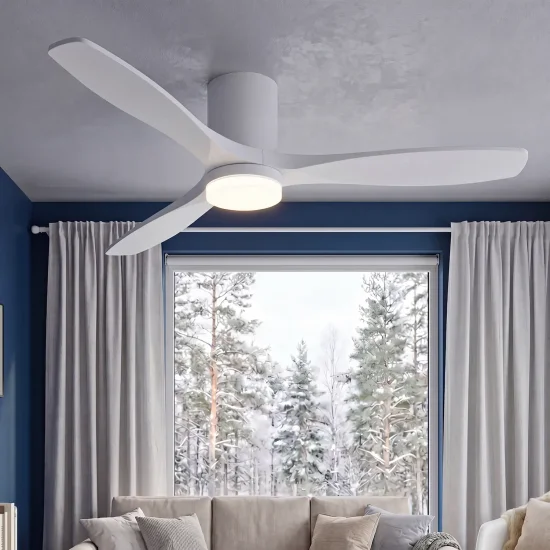 VENTILATEUR DE PLAFOND DC LED 18W 3 PALES EN BOIS BLANC EKBERG