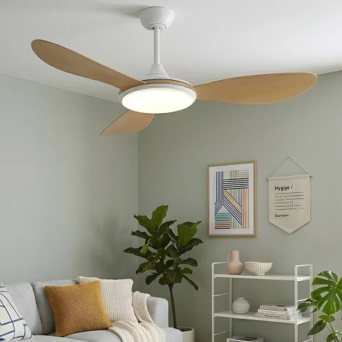 VENTILATEUR DE PLAFOND DC LED 24W 3 PALES COLORIS BOIS KONA