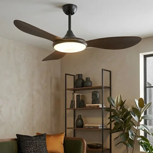 VENTILATEUR DE PLAFOND DC LED 24W 3 PALES COULEUR BOIS NOYER KONA