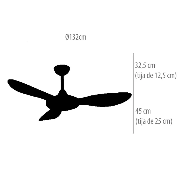VENTILATEUR DE PLAFOND DC LED 24W 3 PALES BLANC KON